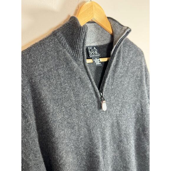 Men’s Jos. A Banks Lambs Wool Blend Quarter zip sweater Gray Preppy Medium - Picture 4 of 8